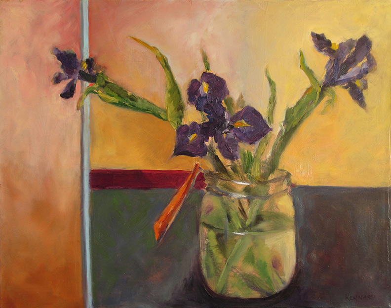 Irises In Mason Jar
