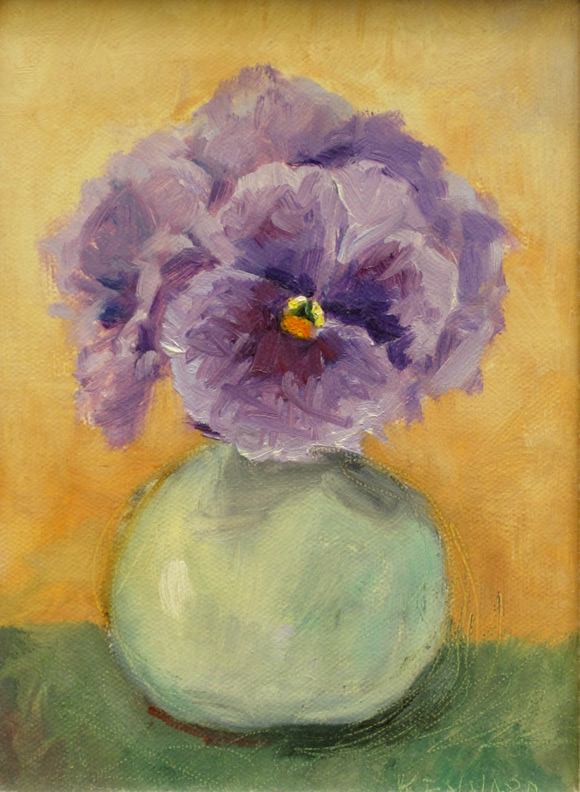 Pansies In Blue Vase